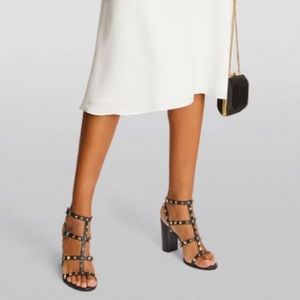 Valentino Garavani | Black Rockstud Ankle Strap Gladiator Sandal